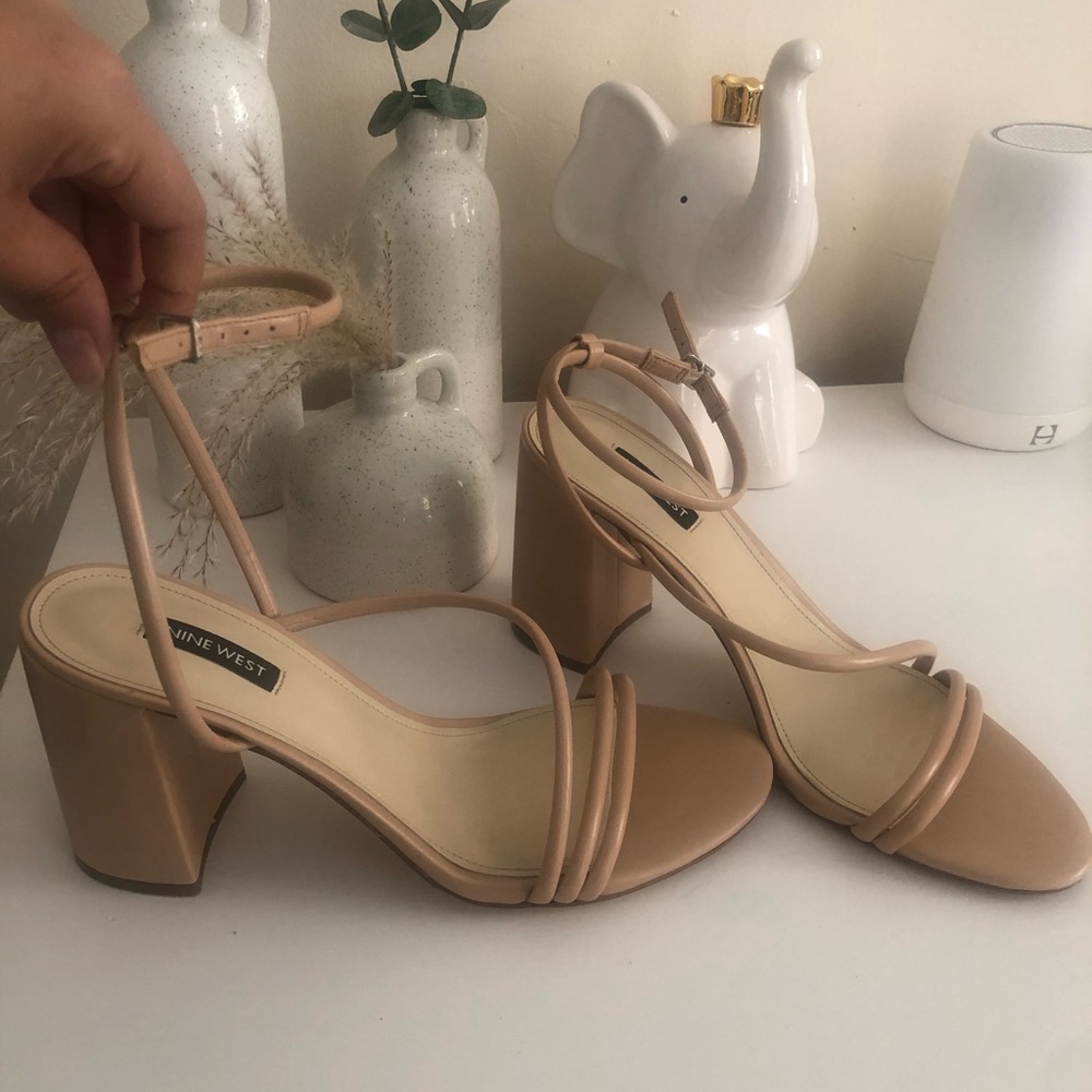Nude block heels, size 9.5